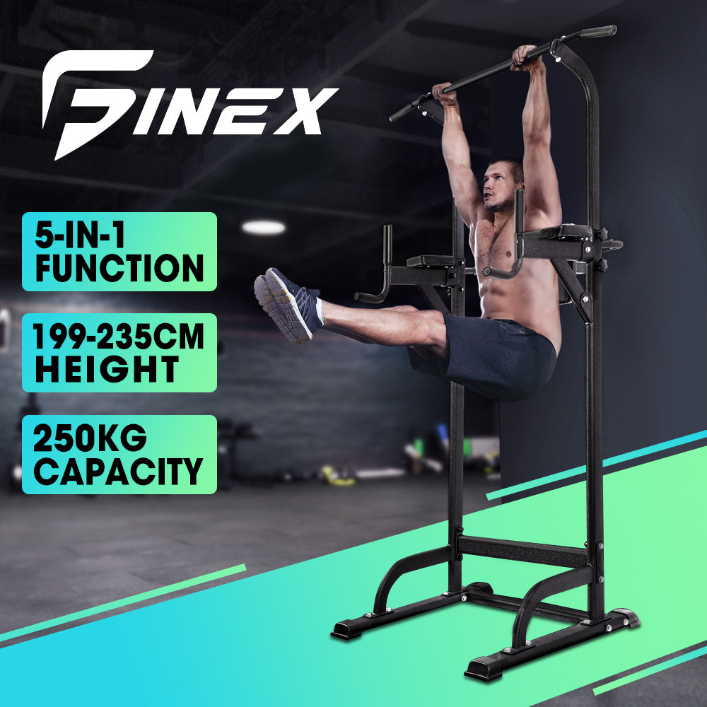 Finex Power Tower Chin Up Station Push Pull Up Bar Knee Raise Weight Dip Gym