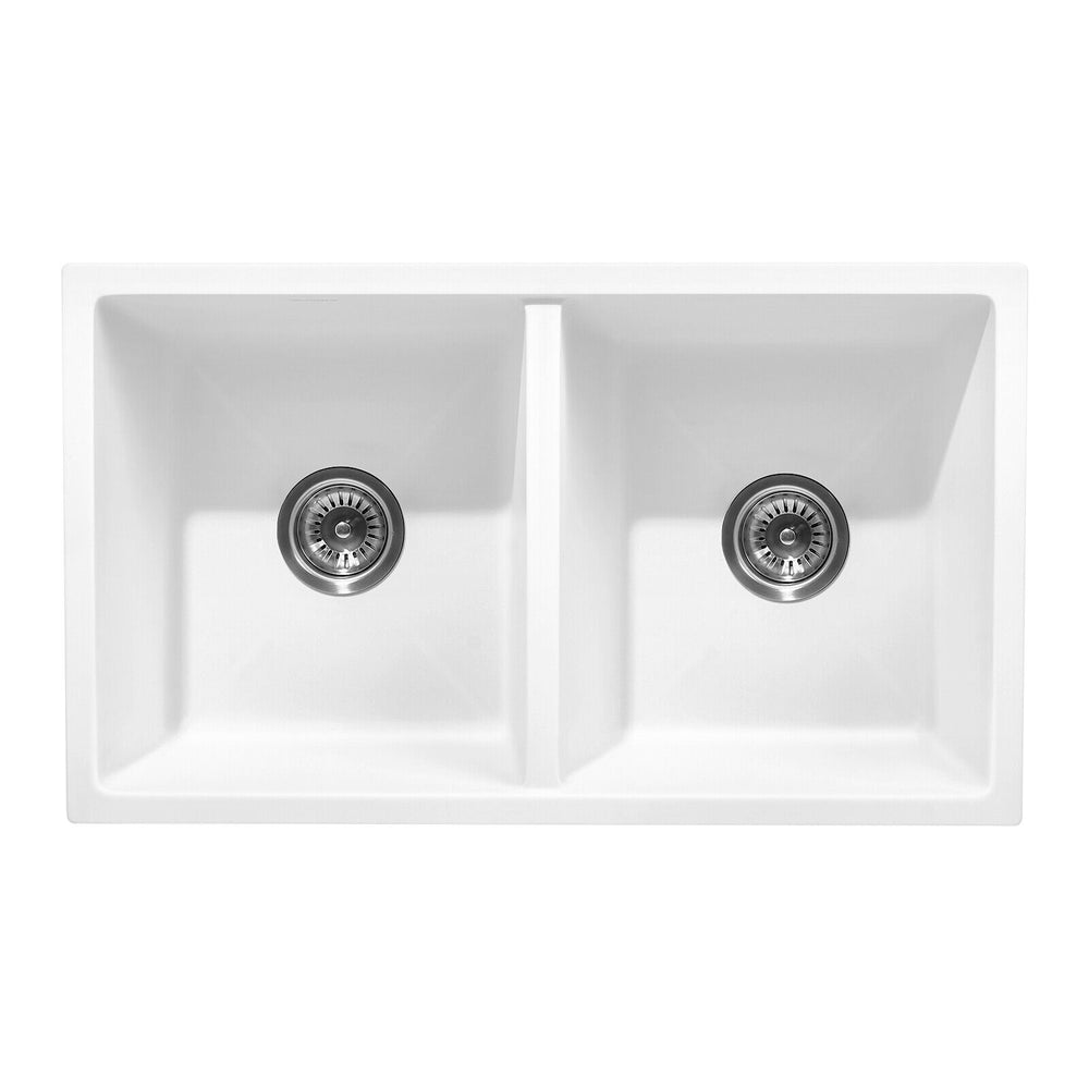 Welba Stone Granite Kitchen Sink Bathroom Basin Sink Under/Top Mount Double Bowl