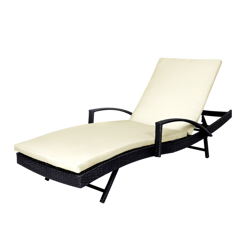 2PCS Levede Outdoor Sun Lounger Furniture Wicker Lounge Garden Patio Bed Cushion