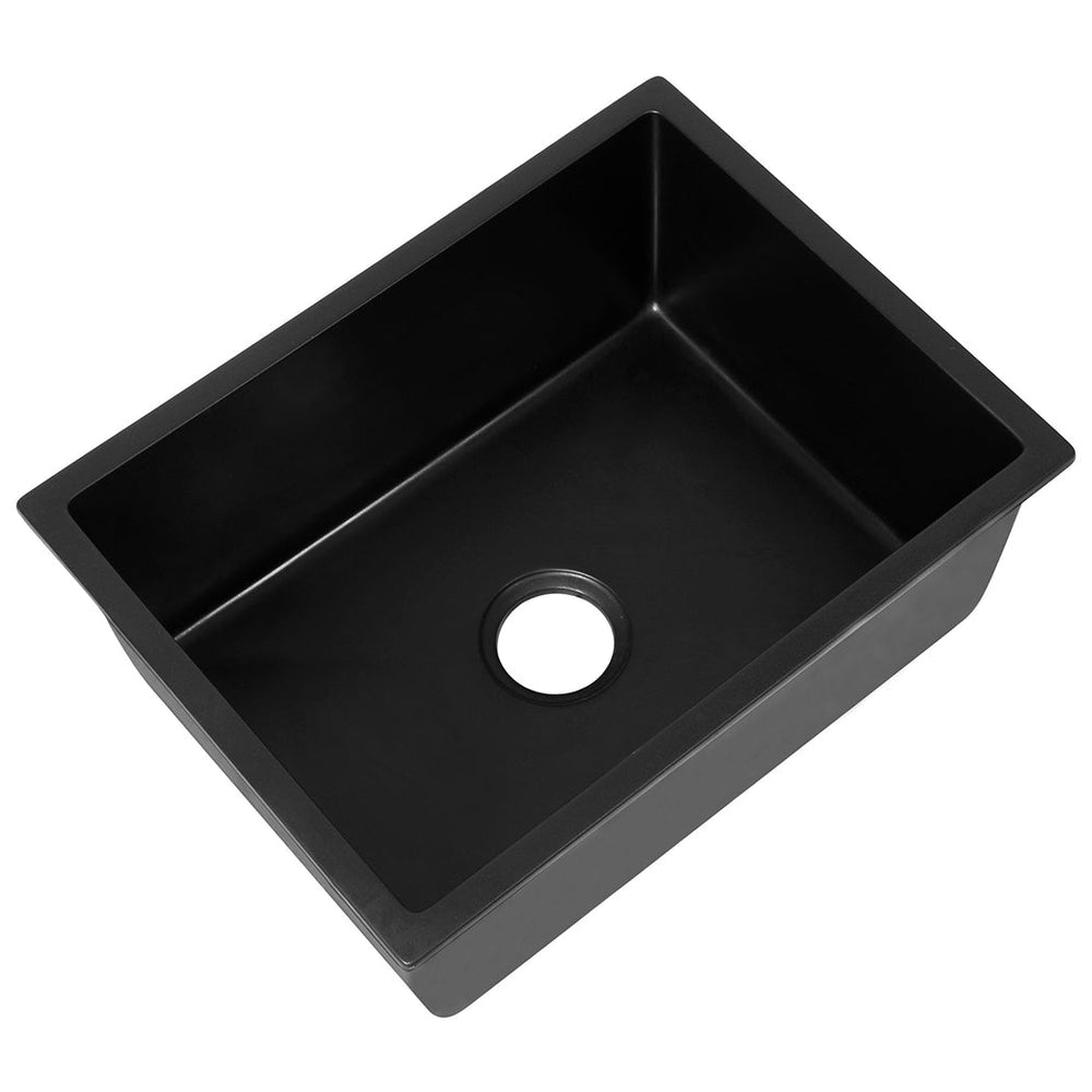Traderight Group  Granite Kitchen Sink Laundry Stone Sinks Undermount Single Bowl 59CMX45CM Black