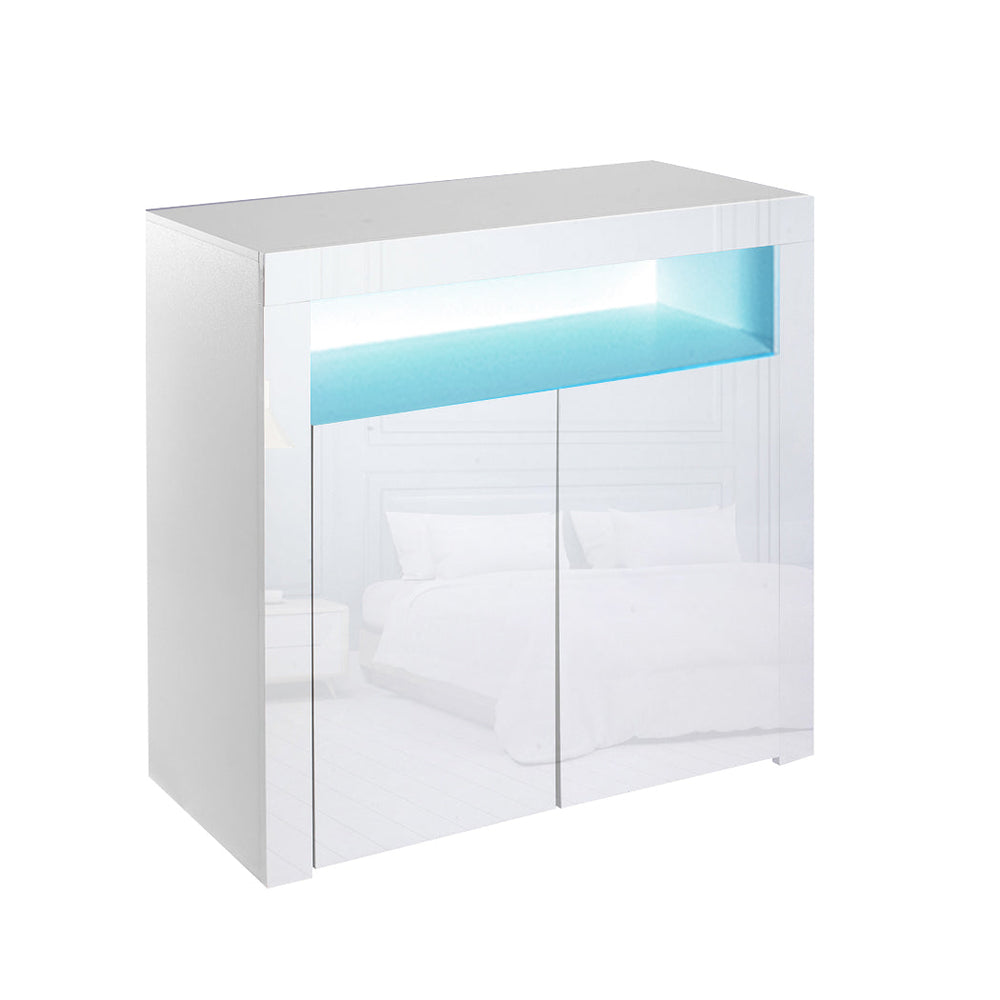 Levede Buffet Sideboard Storage Cabinet Modern High Gloss Furniture LED 107cm