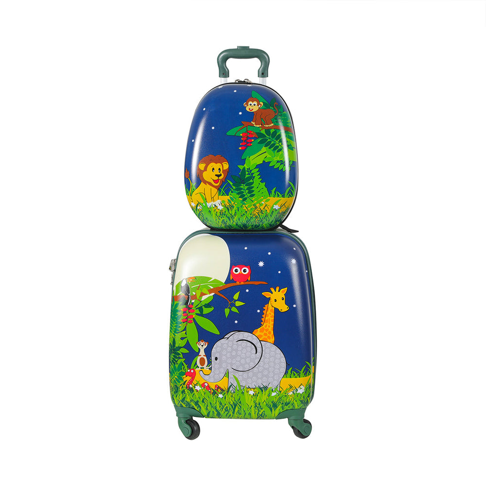 Bopeep 16&#39;&#39;13&#39;&#39; 2PCS Kids Luggage Set Travel Suitcase Child Bag Backpack Jungle