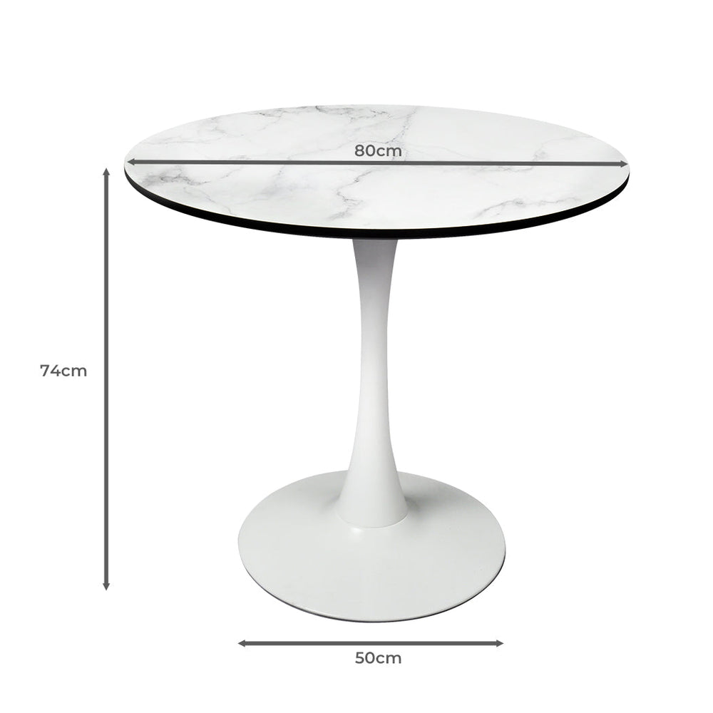 Levede Dining Table Kitchen 4 Person Marble Tulip Coffee Round Metal Base 80cm