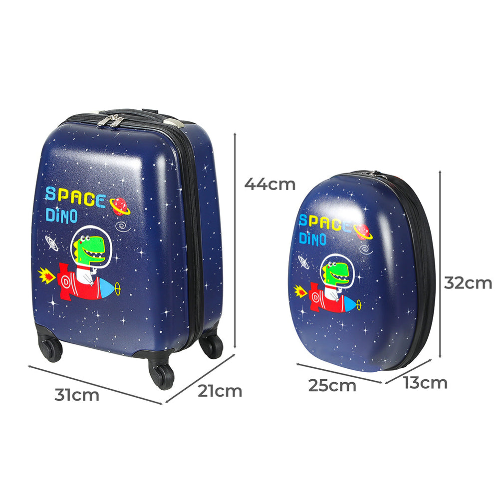 Bopeep 16&#39;&#39;13&#39;&#39; 2PCS Kids Luggage Set Travel Suitcase Child Space Dino Backpack
