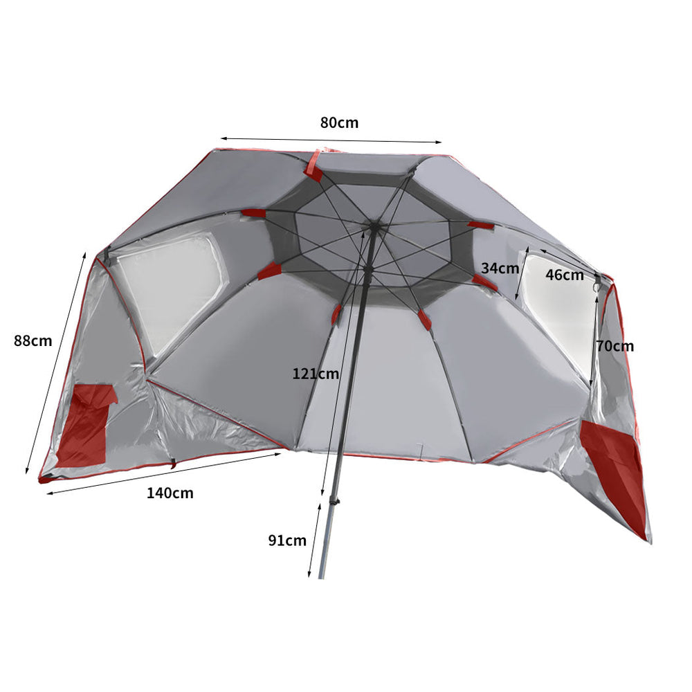 Mountview Beach Umbrella Outdoor Umbrellas Garden Sun Shade Shelter 2.13M Red