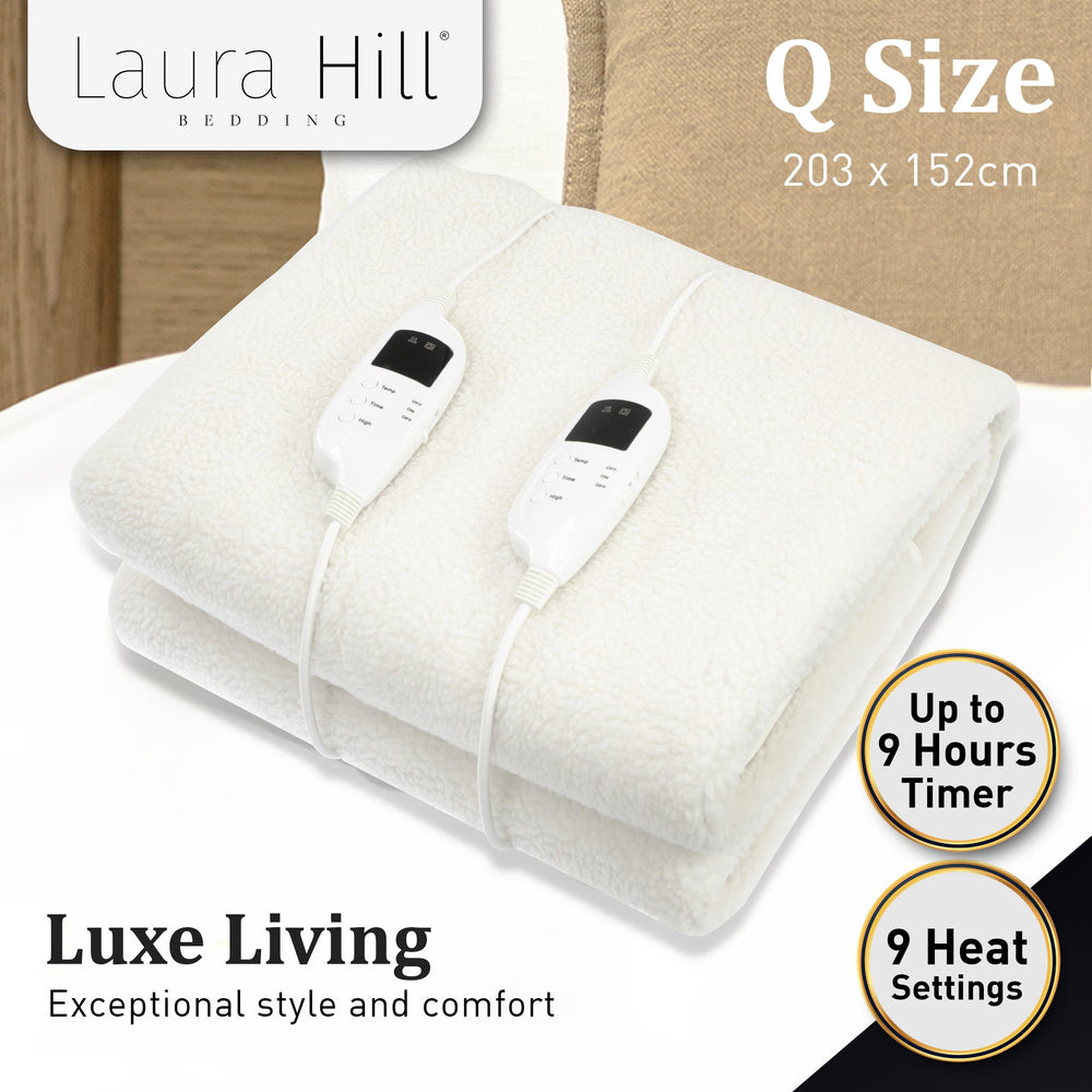 Laura Hill Fleece 9 Heated Level Electric Blanket - Queen