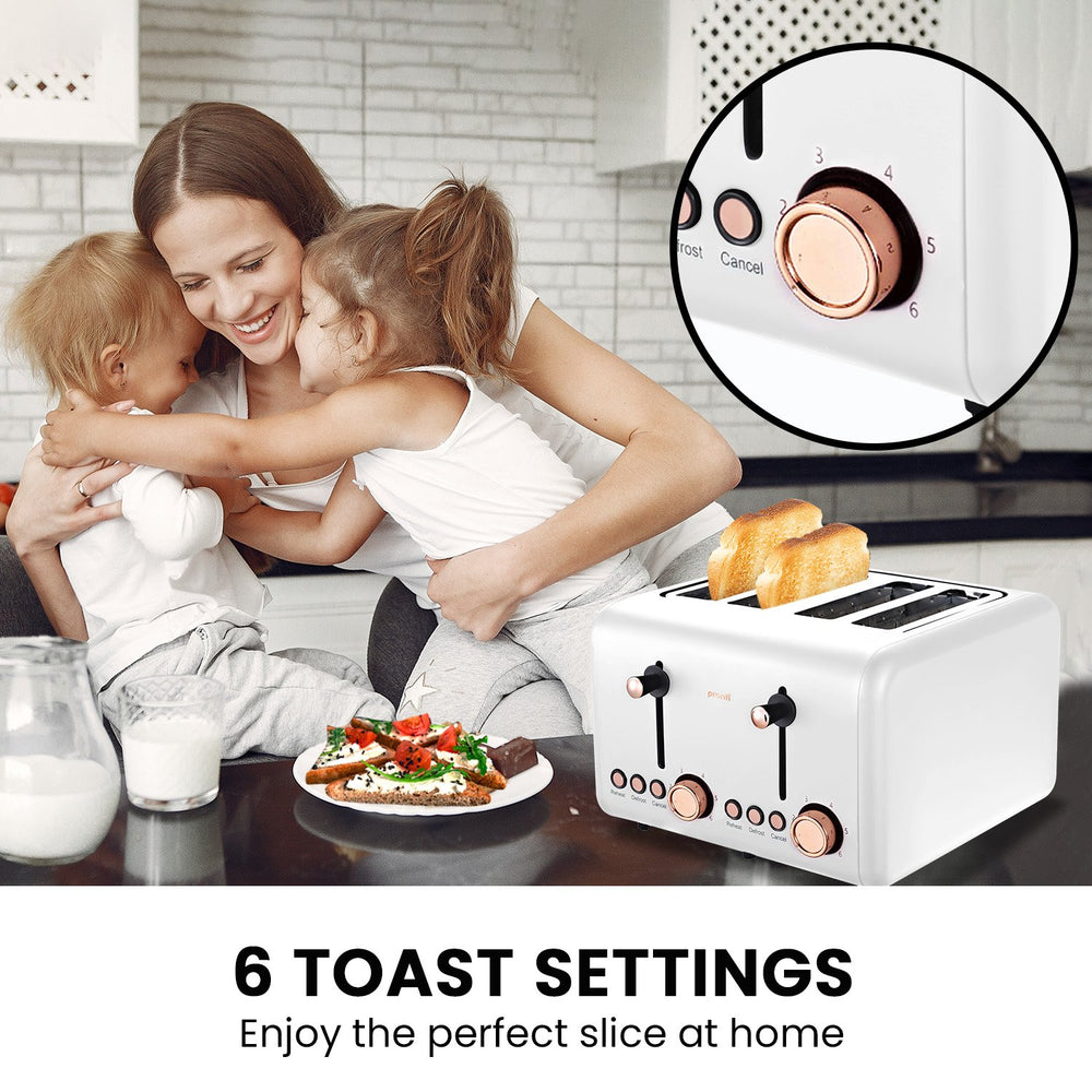 Pronti Rose Trim Collection Toaster &amp; Kettle Bundle - White