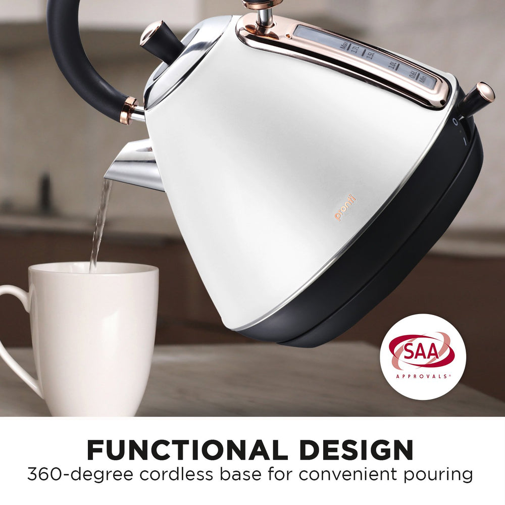 Pronti Rose Trim Collection Toaster &amp; Kettle Bundle - White