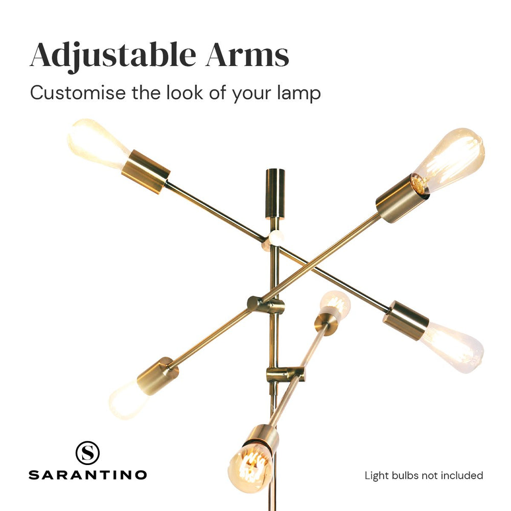 Sarantino Sputnik Floor Lamp Metal With Adjustable Arms 6 Lights