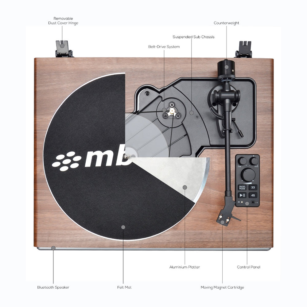 mbeat MB-PT-38 Hi-Fi Turntable with Speaker