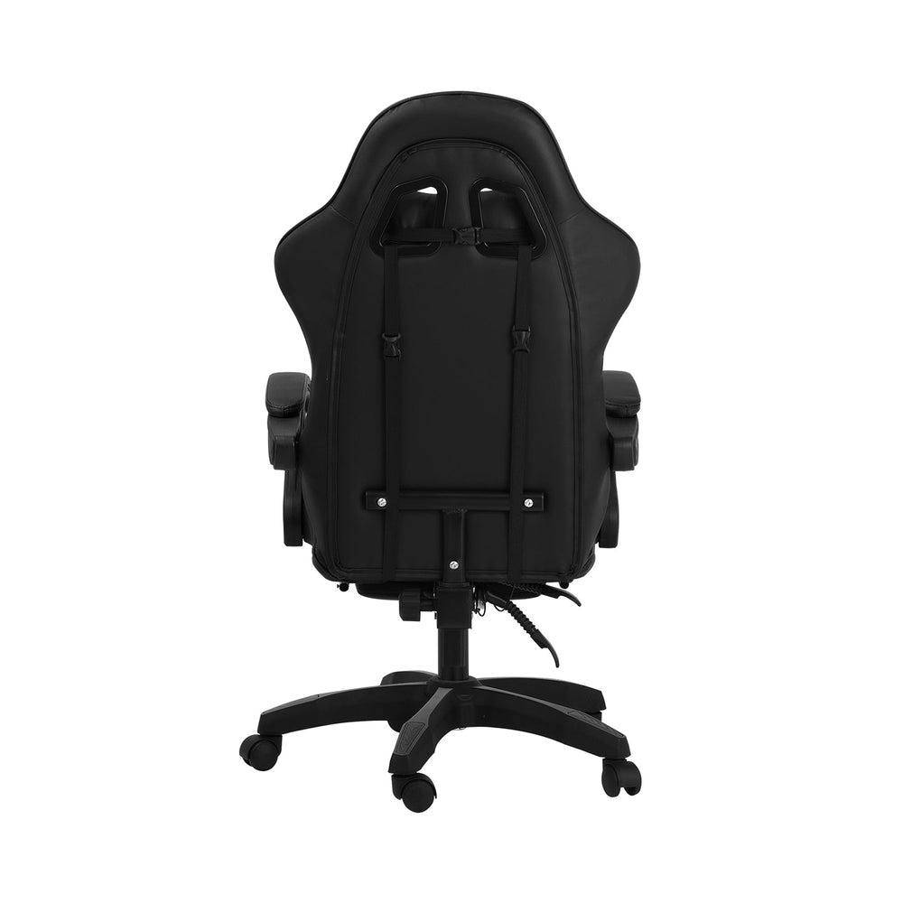 Oikiture Gaming Chair Massage Racing Recliner Office PU Leather with Footrest