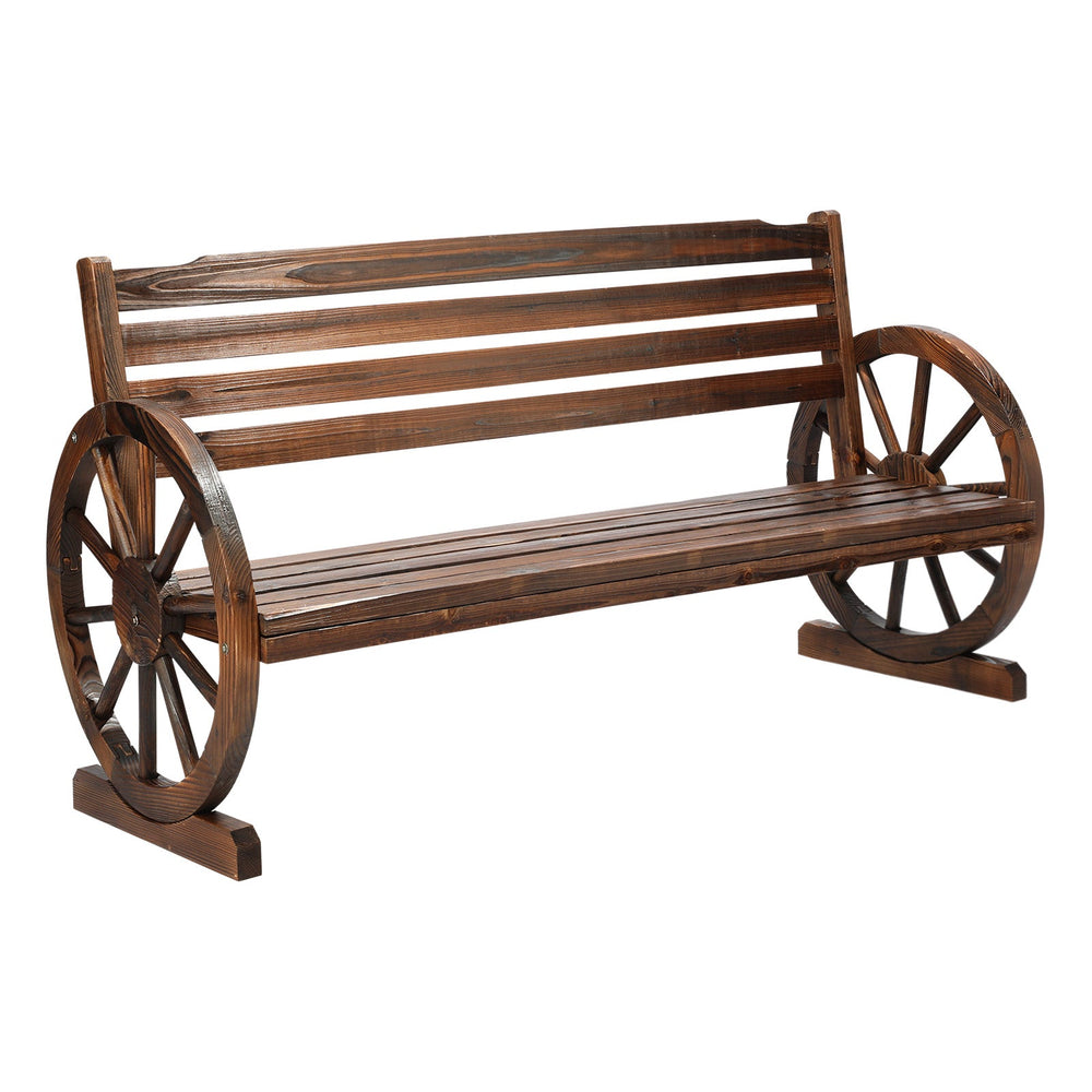Livsip Garden Bench 3 Seater Outdoor Furniture Wooden Wagon Chair Patio Lounge