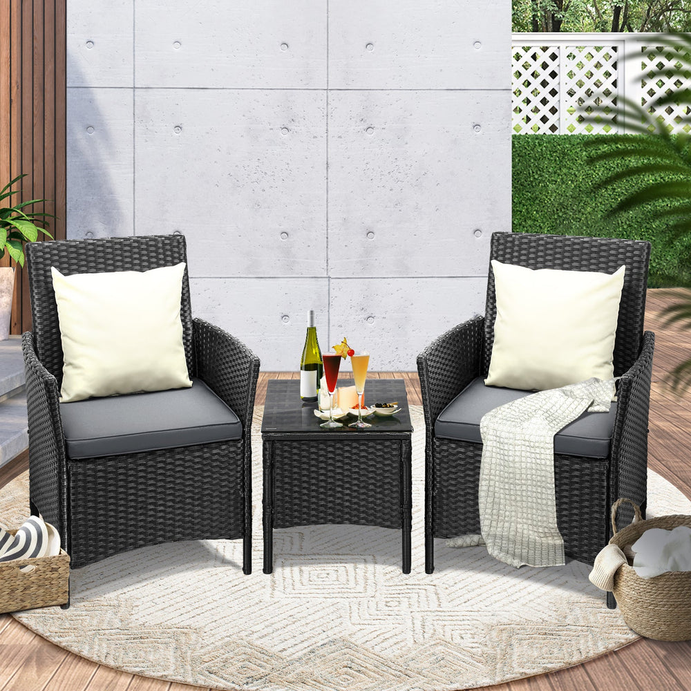 Livsip Outdoor Furniture Lounge Setting Sofa Wicker Chair Table Garden Patio Set
