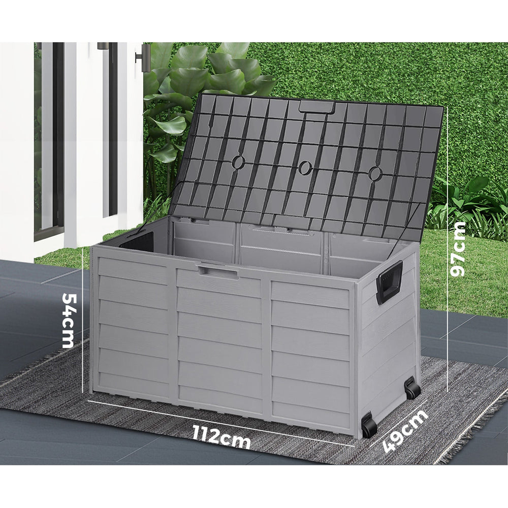 Outdoor Storage Box Lockable Weatherproof Garden DeckToy Shed 290L GREY
