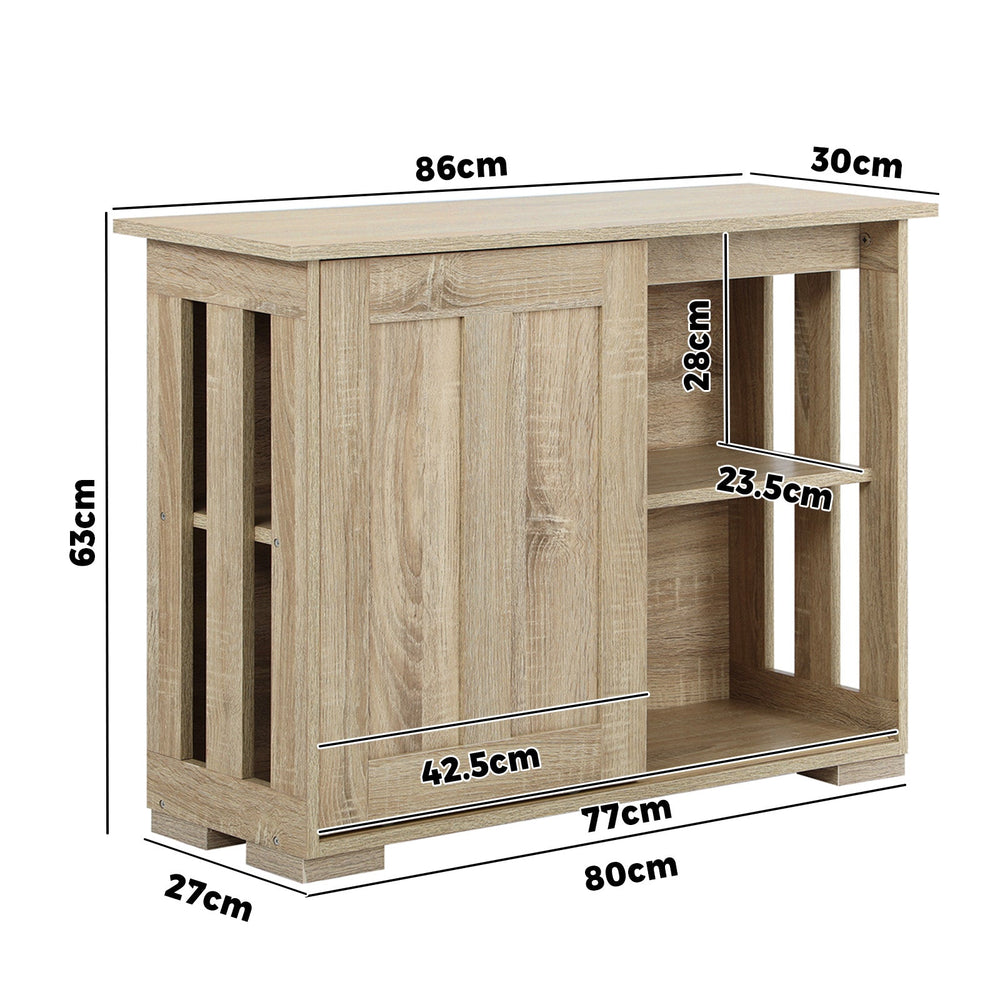 Oikiture Buffet Sideboard Cabinet Doors Storage Cupboard Hallway Table Natural