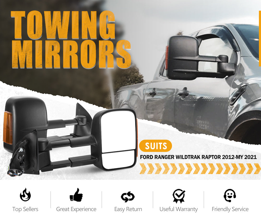 Towing Mirrors for Ford Ranger MK PX  PX2 PX3 XL XLT XLS Wildtrak 2012-MY2021