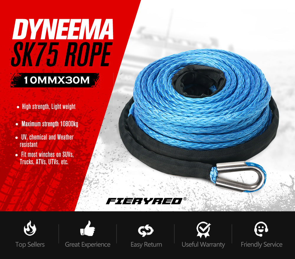 Winch Rope 10MM x 30M Dyneema SK75 Synthetic Rope