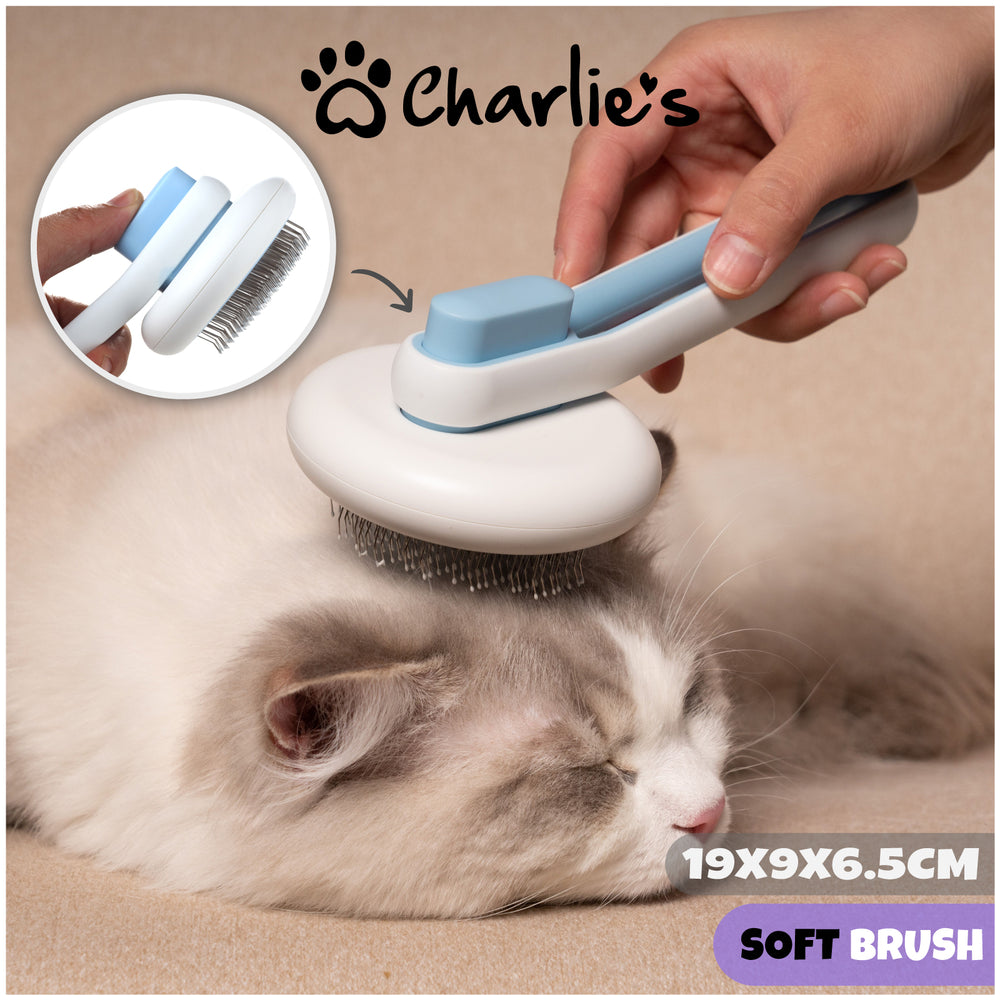 Charlie&#39;s Pippa Easy Clean Pet Button Brush Blue