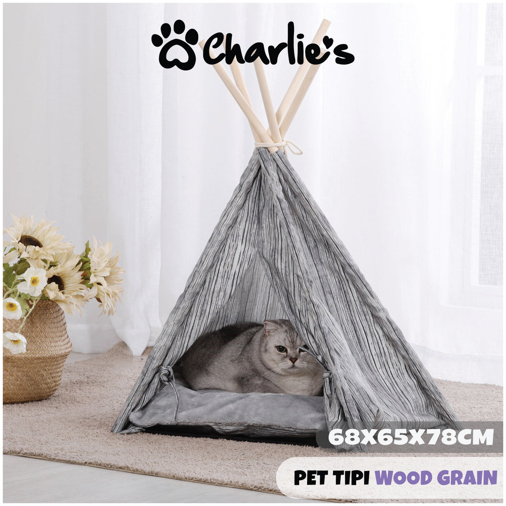Charlie&#39;s Pet Teepee Tent Wood Grain Medium
