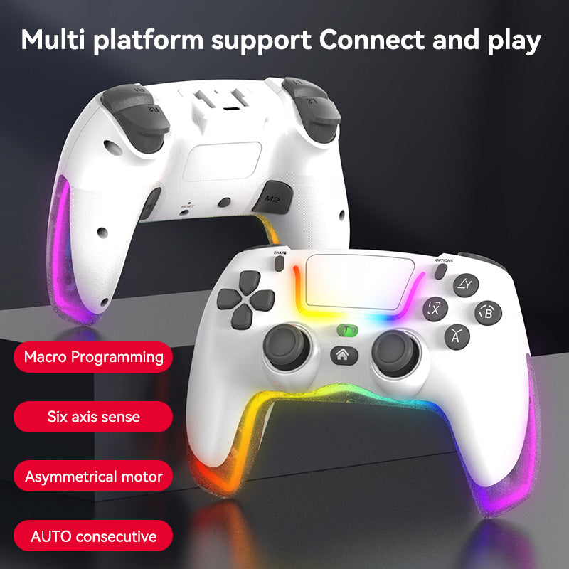 White Wireless Joystick For PS4/Switch/IOS/Android/PC RGB Gaming Controller Bluetooth Handle Console Accessories No Delay Gamepad