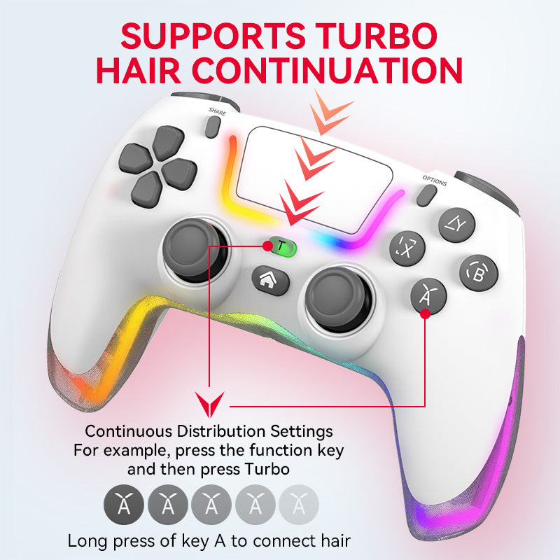 White Wireless Joystick For PS4/Switch/IOS/Android/PC RGB Gaming Controller Bluetooth Handle Console Accessories No Delay Gamepad