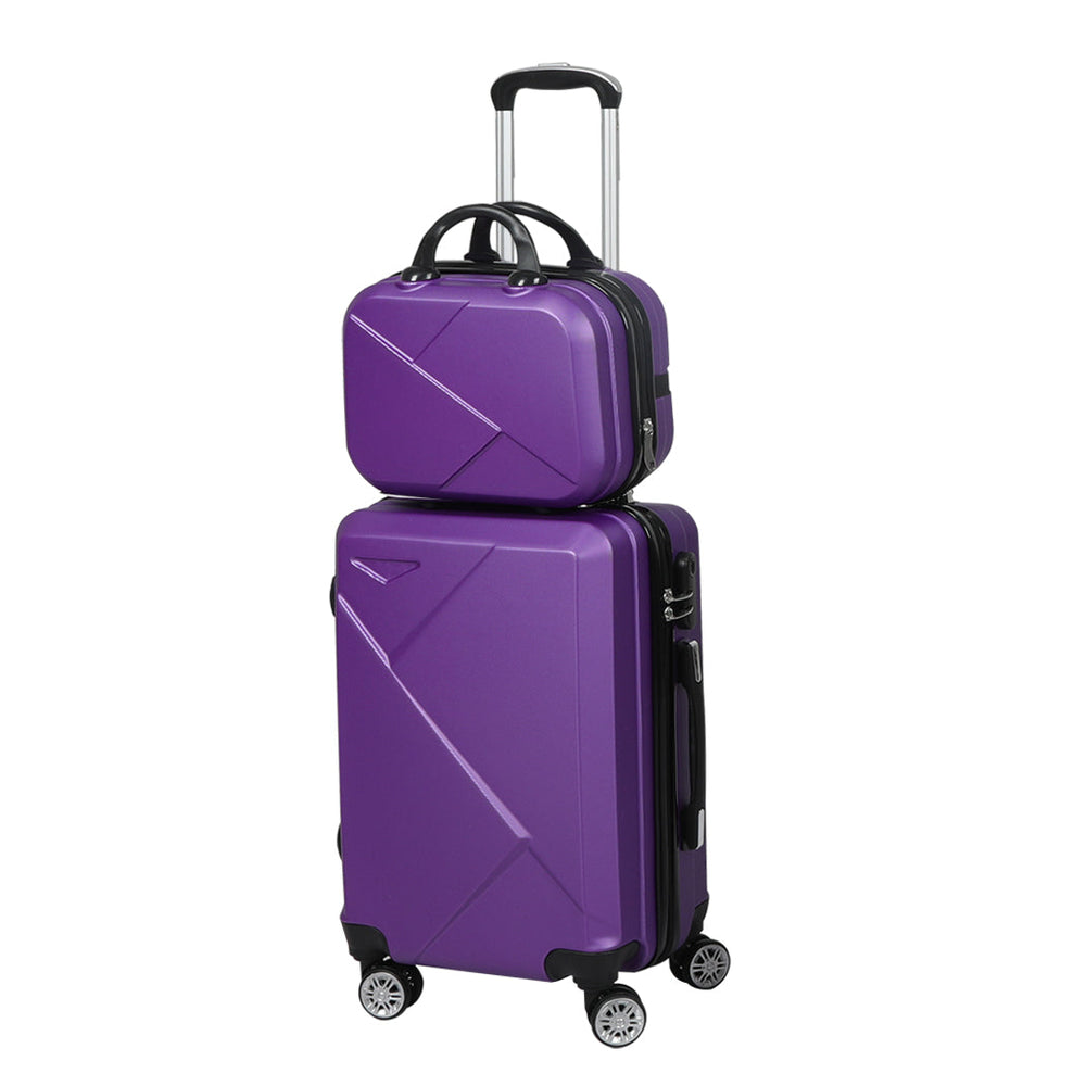 Slimbridge 2pcs 20&quot;Travel Luggage Set 12&quot;Hand Carry On Bag Suitcase Case Purple