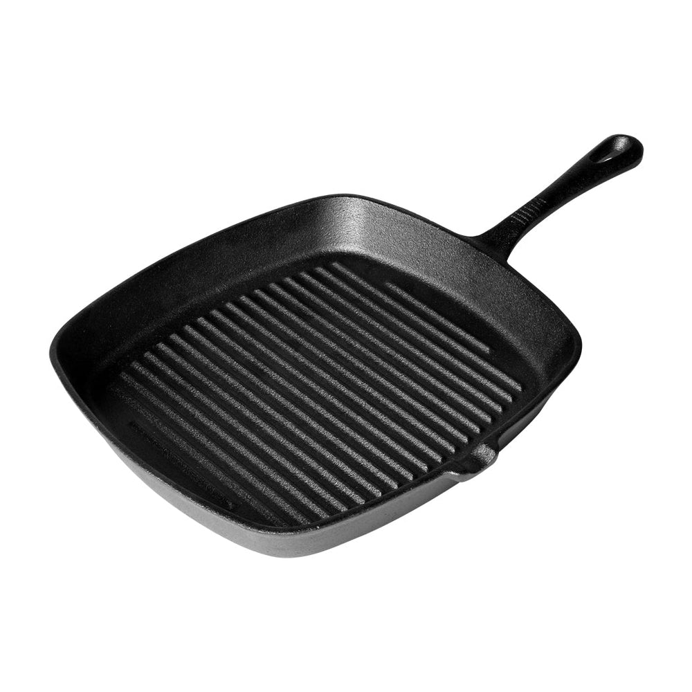 TOQUE Non-stick Frying Pan Cast Iron Steak Skillet Induction BBQ Grill Pan 26cm