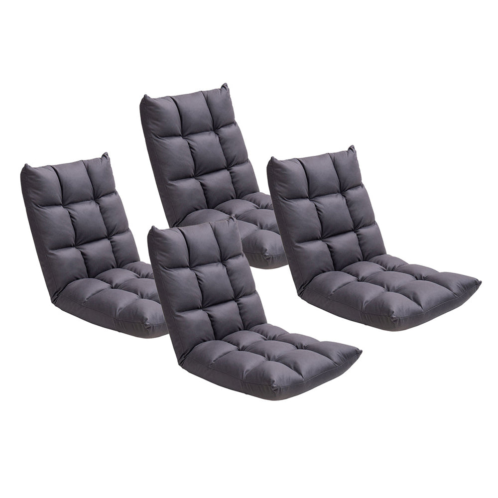 SOGA 4X Grey Lounge Floor Recliner Adjustable Gaming Sofa Bed Foldable Indoor Outdoor Backrest Seat Home Office Decor