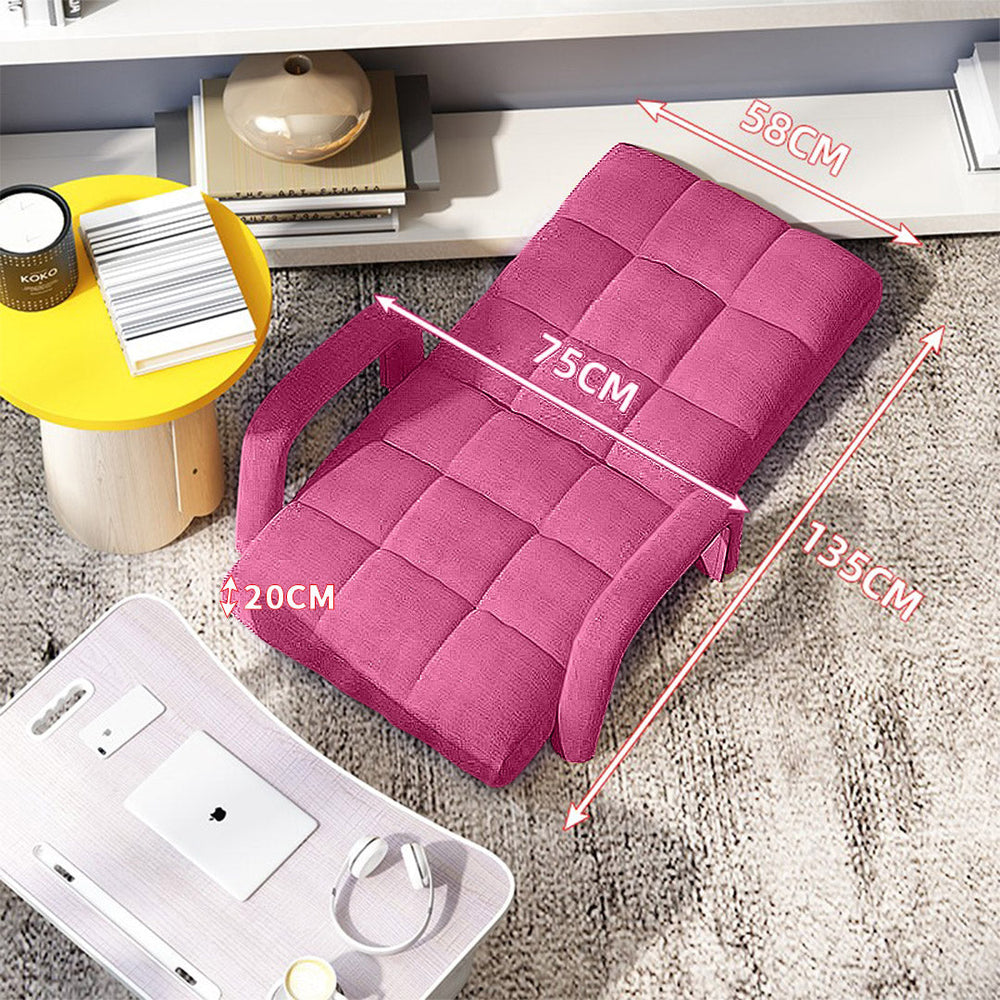 SOGA 4X Foldable Lounge Cushion Adjustable Floor Lazy Recliner Chair with Armrest Pink