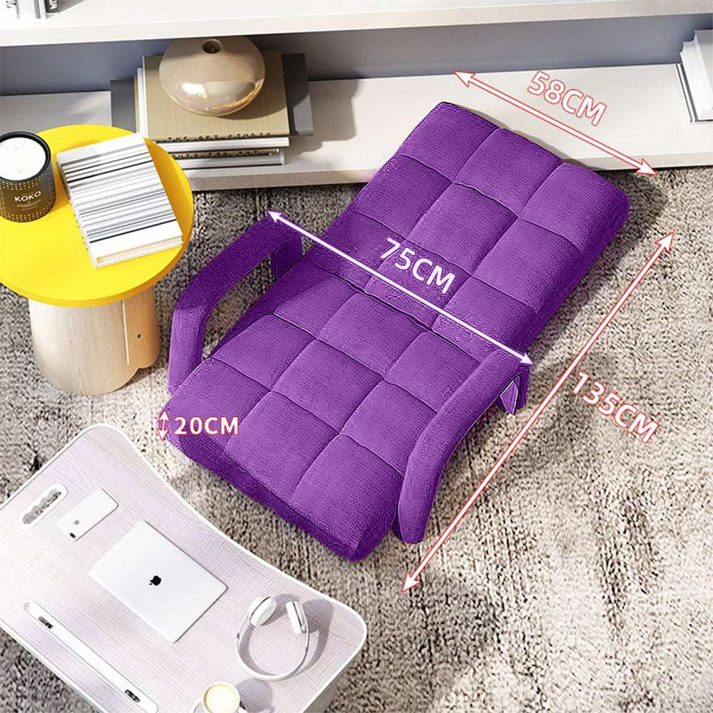 SOGA 2X Foldable Lounge Cushion Adjustable Floor Lazy Recliner Chair with Armrest Purple