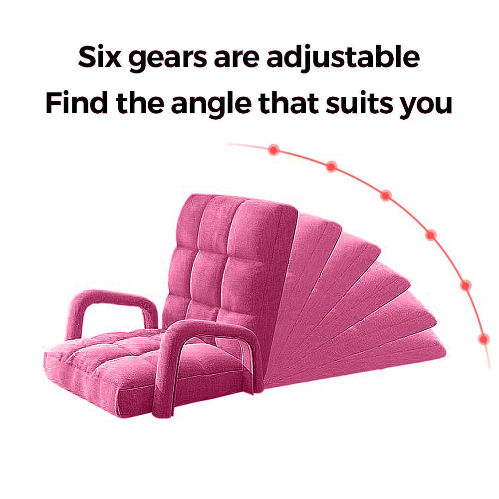 SOGA 2X Foldable Lounge Cushion Adjustable Floor Lazy Recliner Chair with Armrest Pink