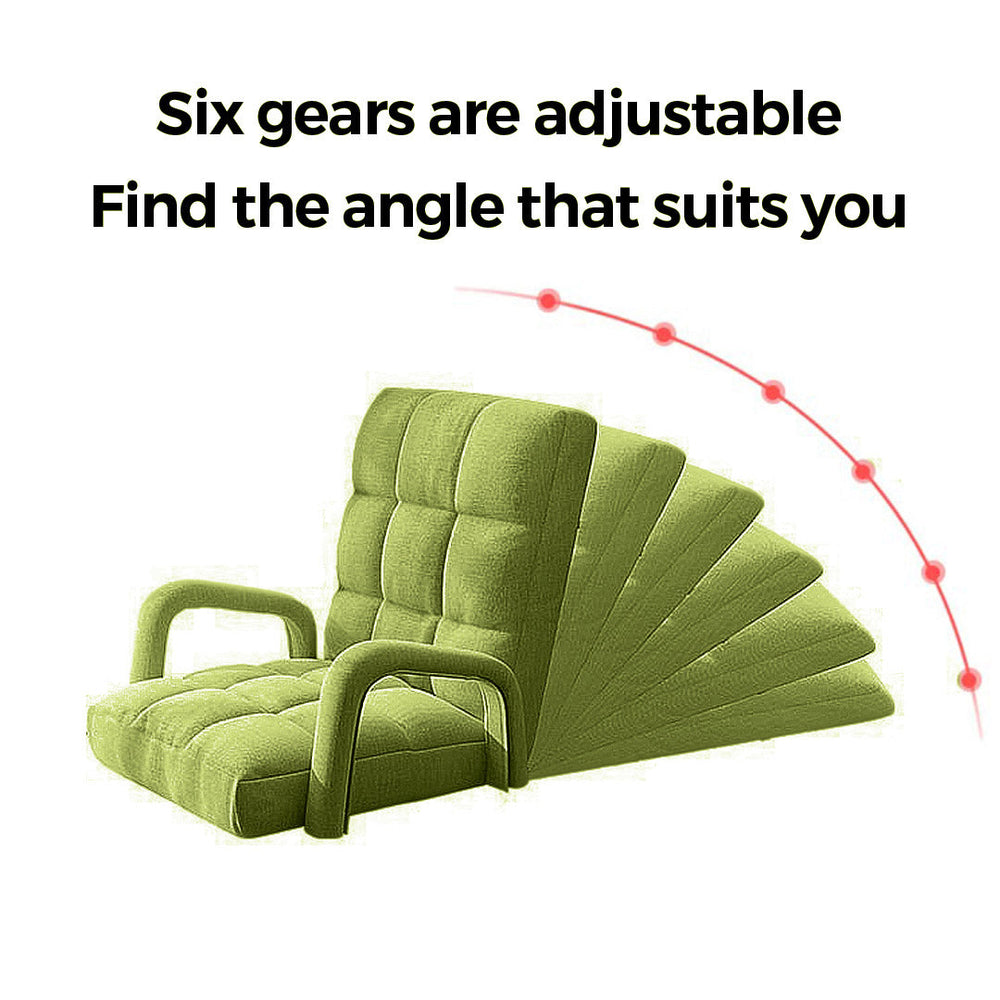 SOGA Foldable Lounge Cushion Adjustable Floor Lazy Recliner Chair with Armrest Yellow Green