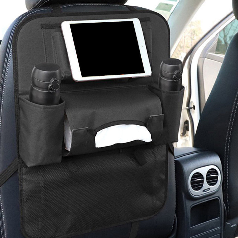 SOGA 2X  PVC Leather Car Back Seat Storage Bag Multi-Pocket Organizer Backseat and iPad Mini Holder Black
