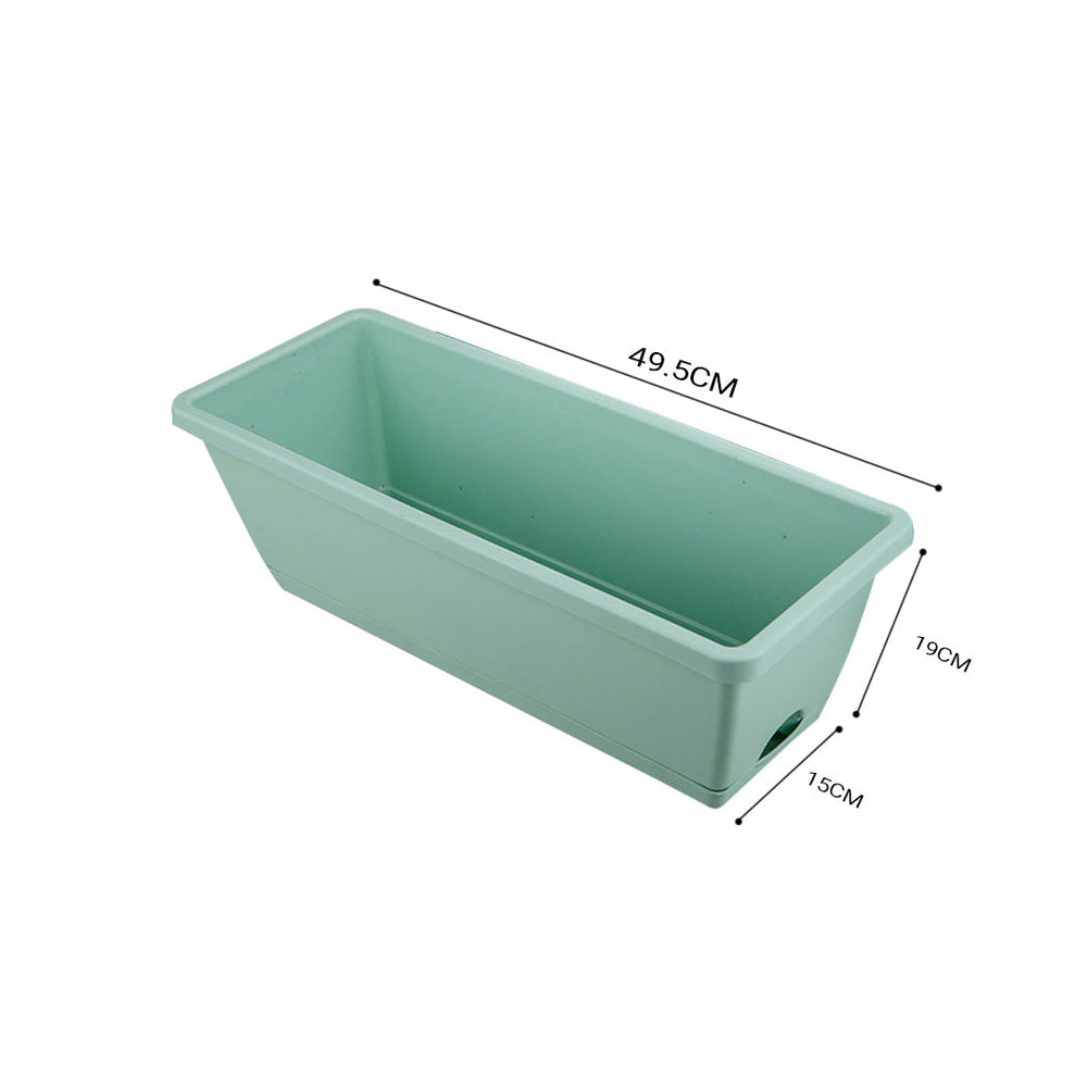 SOGA 49.5cm Green Rectangular Planter Vegetable Herb Flower Outdoor Plastic Box with Holder Balcony Garden Decor Set of 5