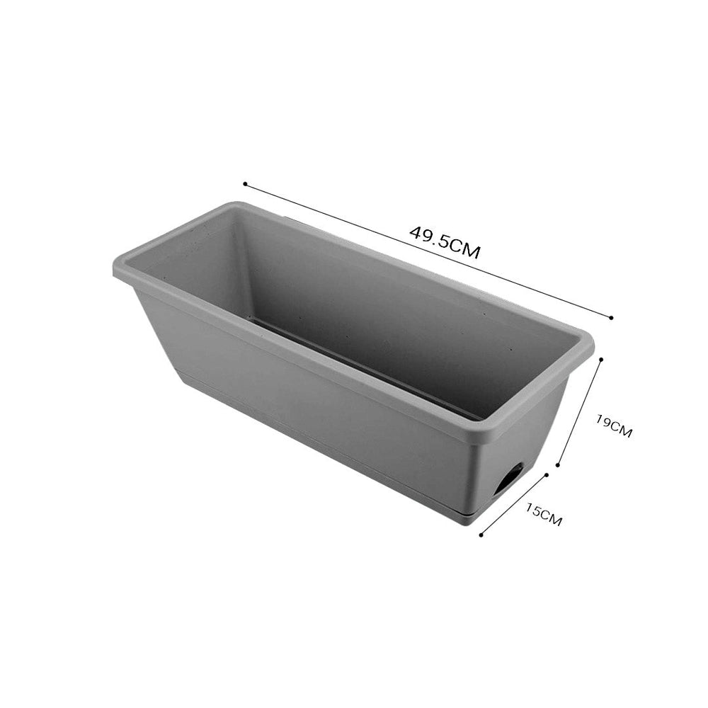 SOGA 49.5cm Gray Rectangular Planter Vegetable Herb Flower Outdoor Plastic Box with Holder Balcony Garden Decor Set of 3