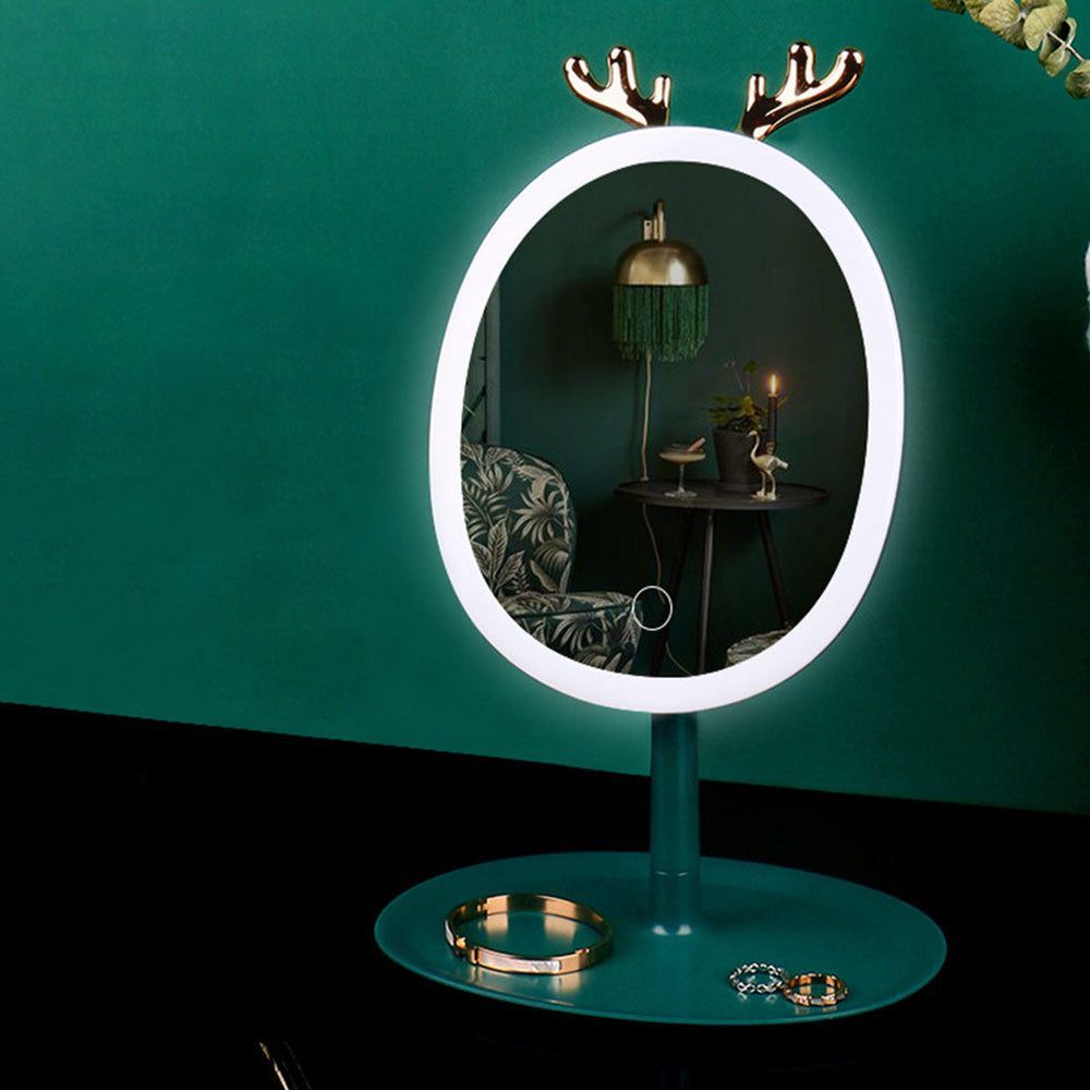 SOGA 2X Green Antler LED Light Makeup Mirror Tabletop Vanity Home Decor