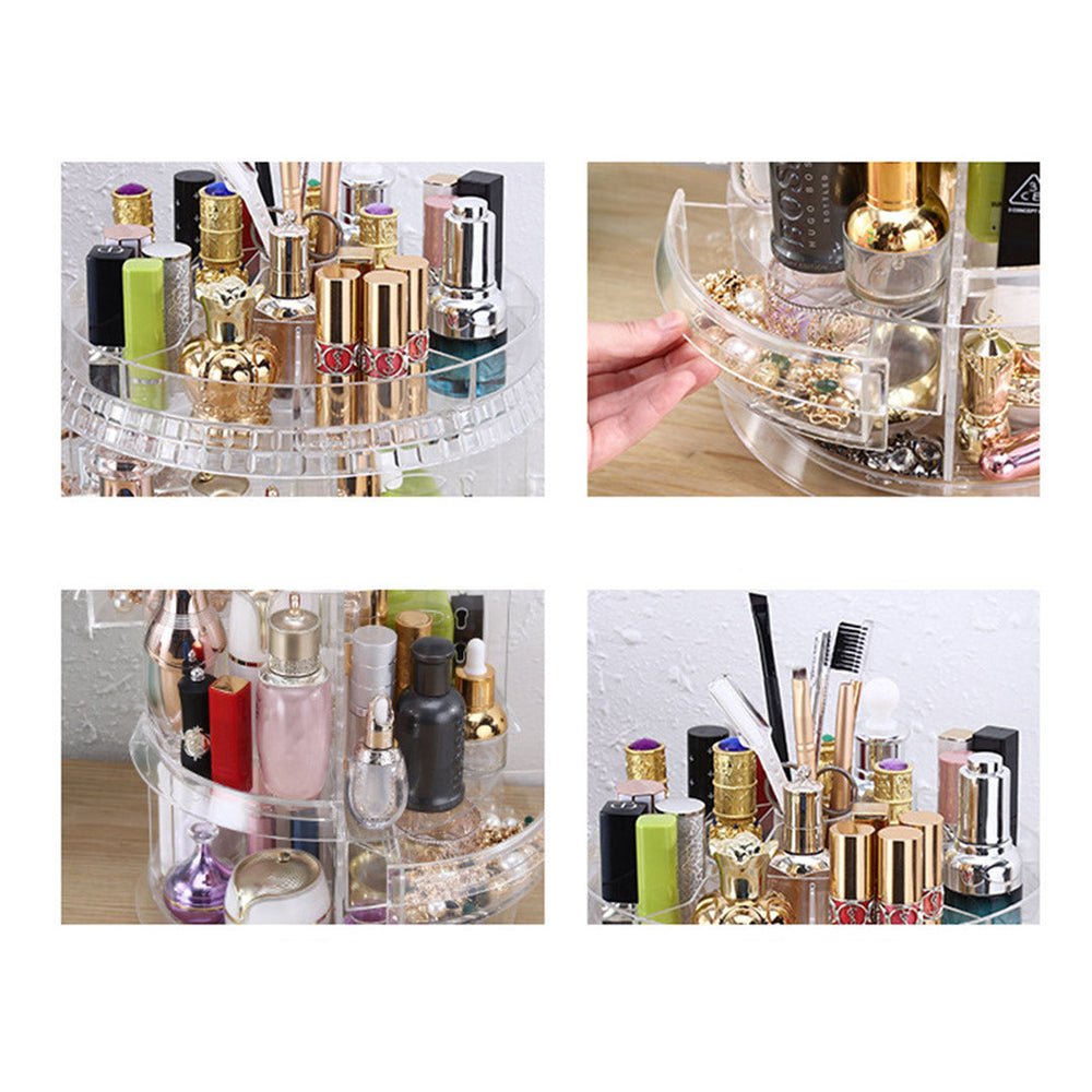 SOGA 2X 360 Degree Rotating Makeup Organiser Cosmetics Holder Display Stand Skincare Home Decor