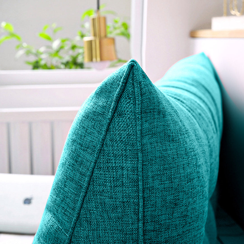 SOGA 100cm Blue Green Triangular Wedge Bed Pillow Headboard Backrest Bedside Tatami Cushion Home Decor