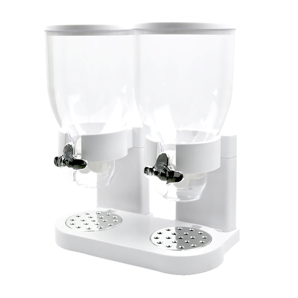 Toque Double Cereal Dispenser Dry Food Storage Container Dispense Machine White