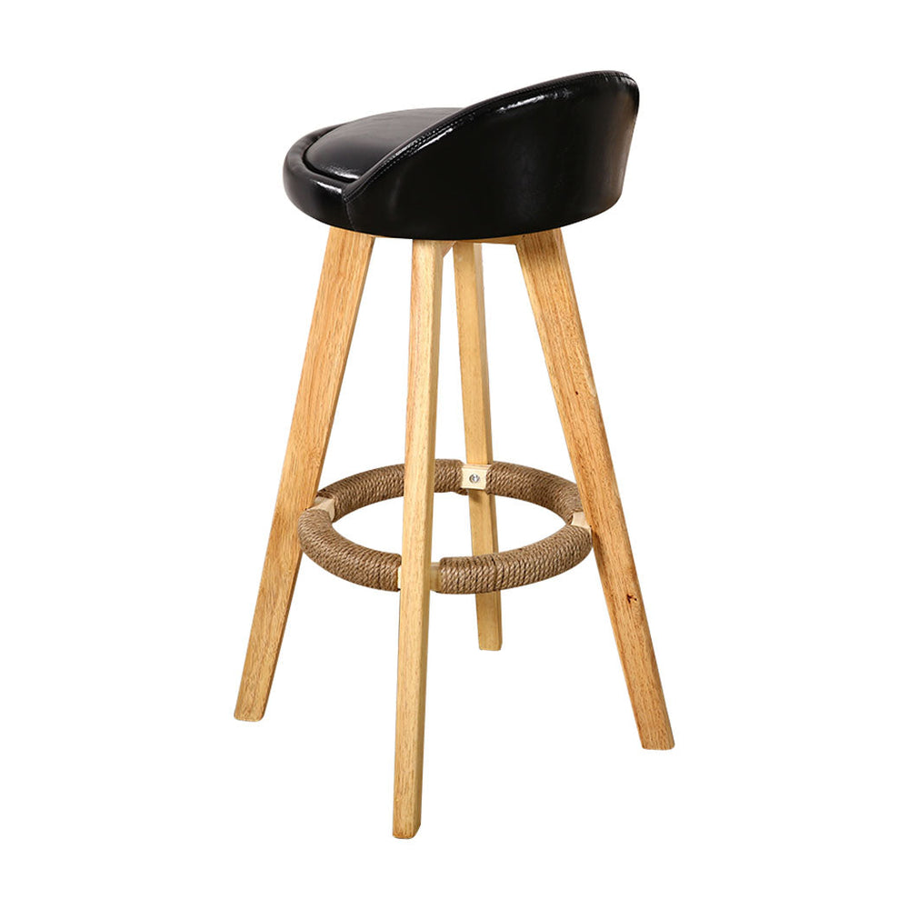Levede 2x Bar Stools Chairs Swivel Barstools Kitchen Wooden PU Leather Stool