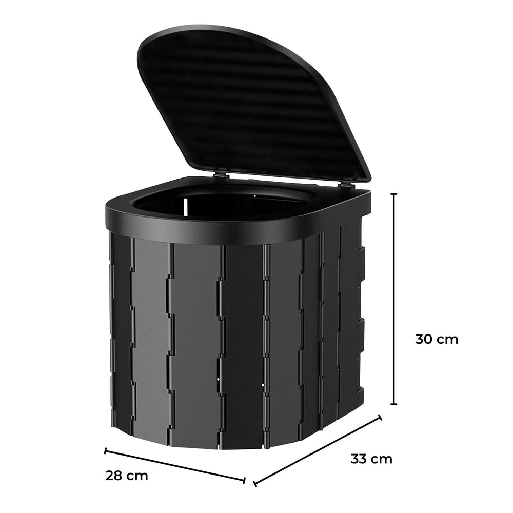 Kiliroo Outdoor Portable Folding Potty with Lid Camping Travel Toilet Black