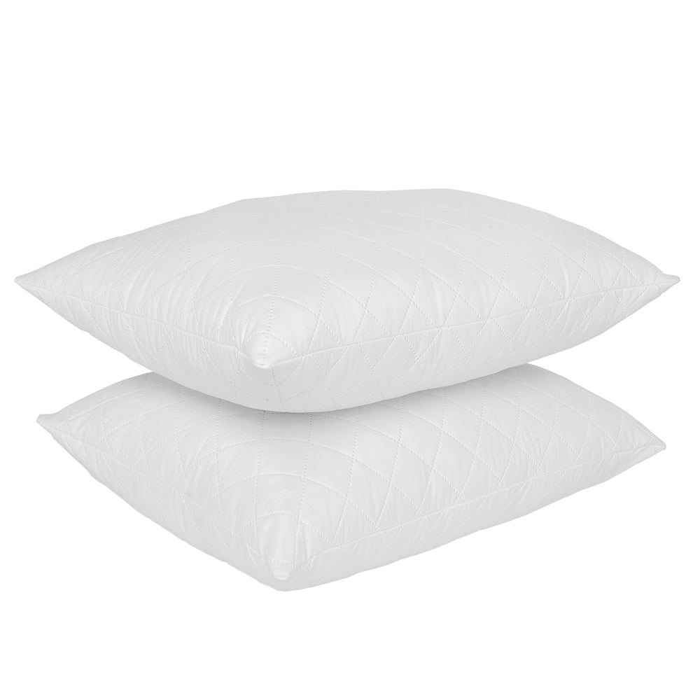 Royal Comfort Luxury Bamboo Blend Quilted Pillow Twin Pack Extra Fill Support 50 x 75cm White