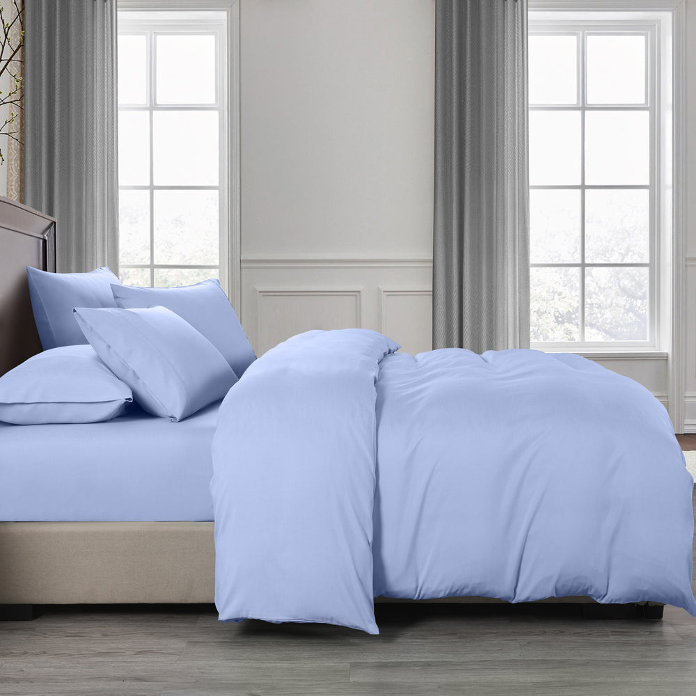 Royal Comfort 2000TC 6 Piece Bamboo Sheet &amp; Quilt Cover Set Cooling Breathable Double Light Blue