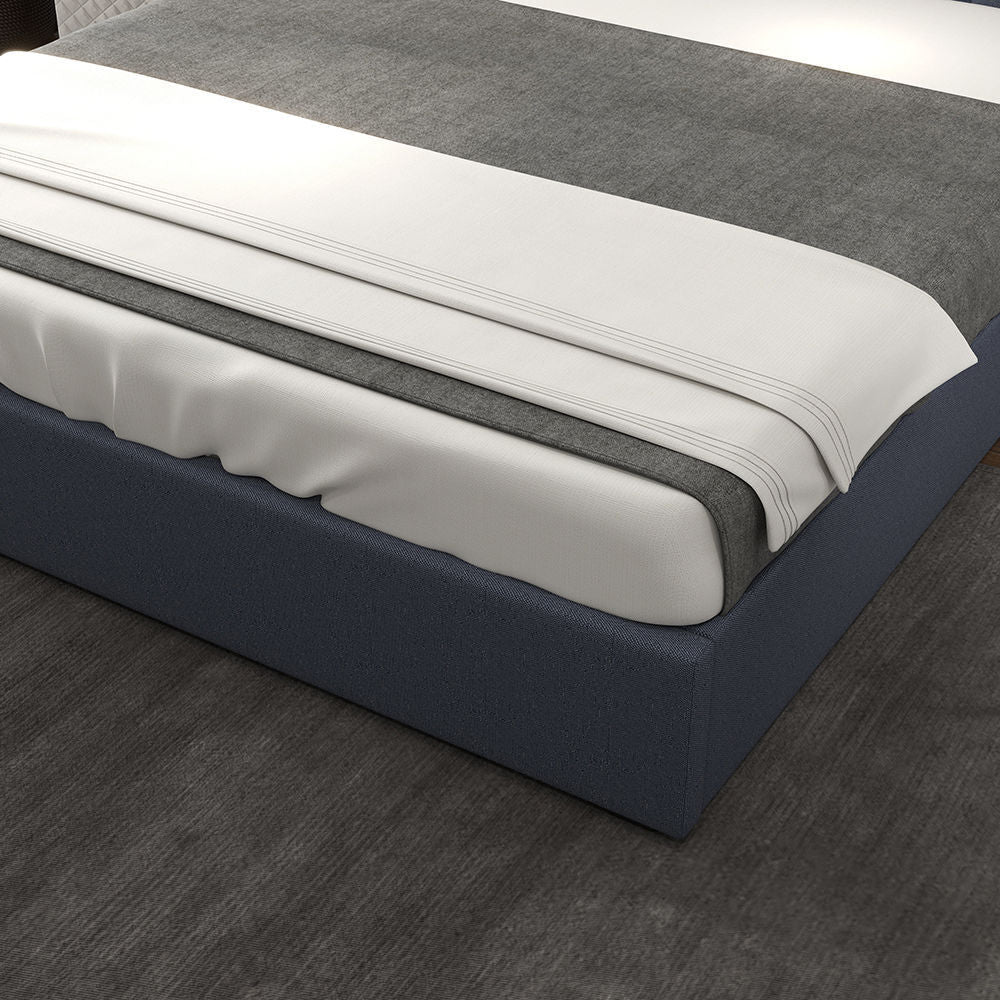 Milano Capri Luxury Gas Lift Bed Frame Base And Headboard With Storage King Single Charcoal