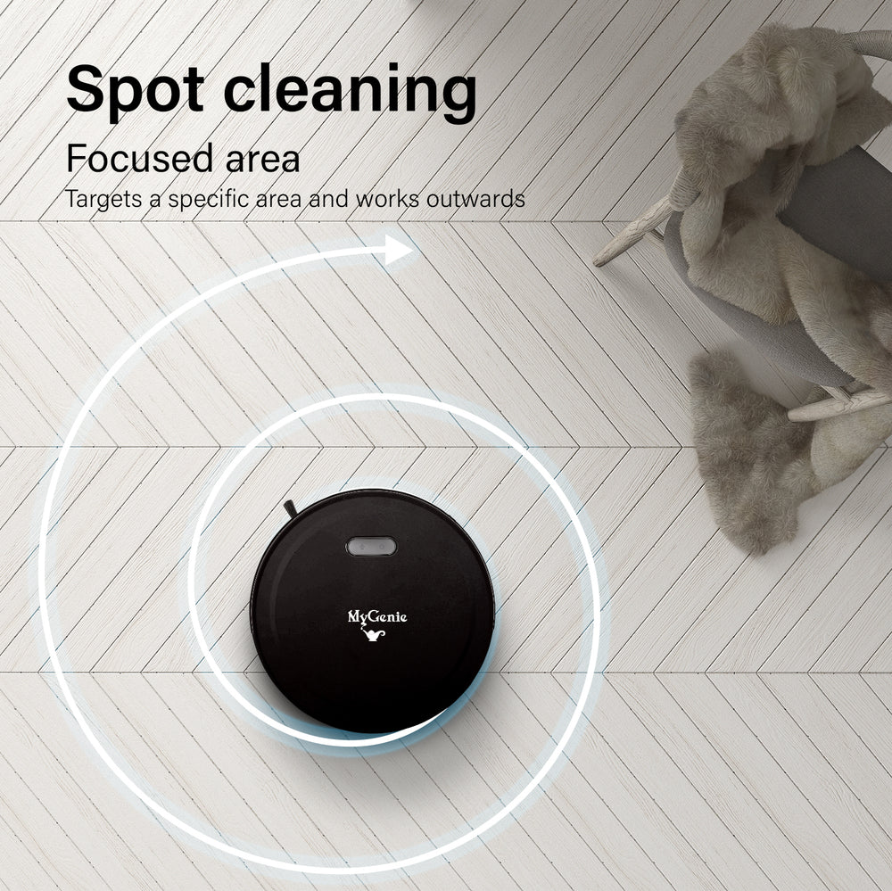 MyGenie Smart Robotic Vacuum Cleaner App Controlled Carpet Floors Auto Robot Black