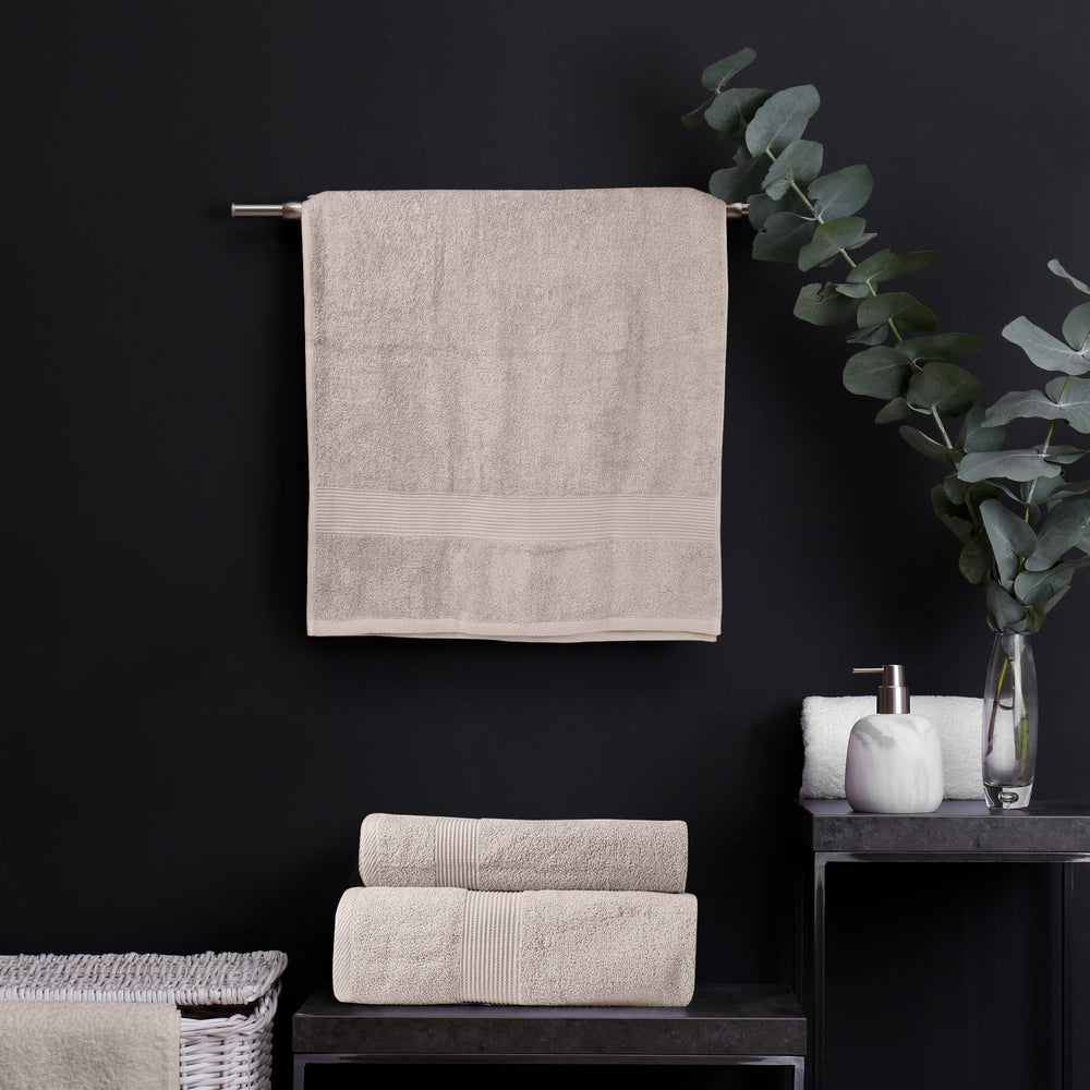 Royal Comfort 5 Piece Cotton Bamboo Towel Set 450GSM Luxurious Absorbent Plush Beige