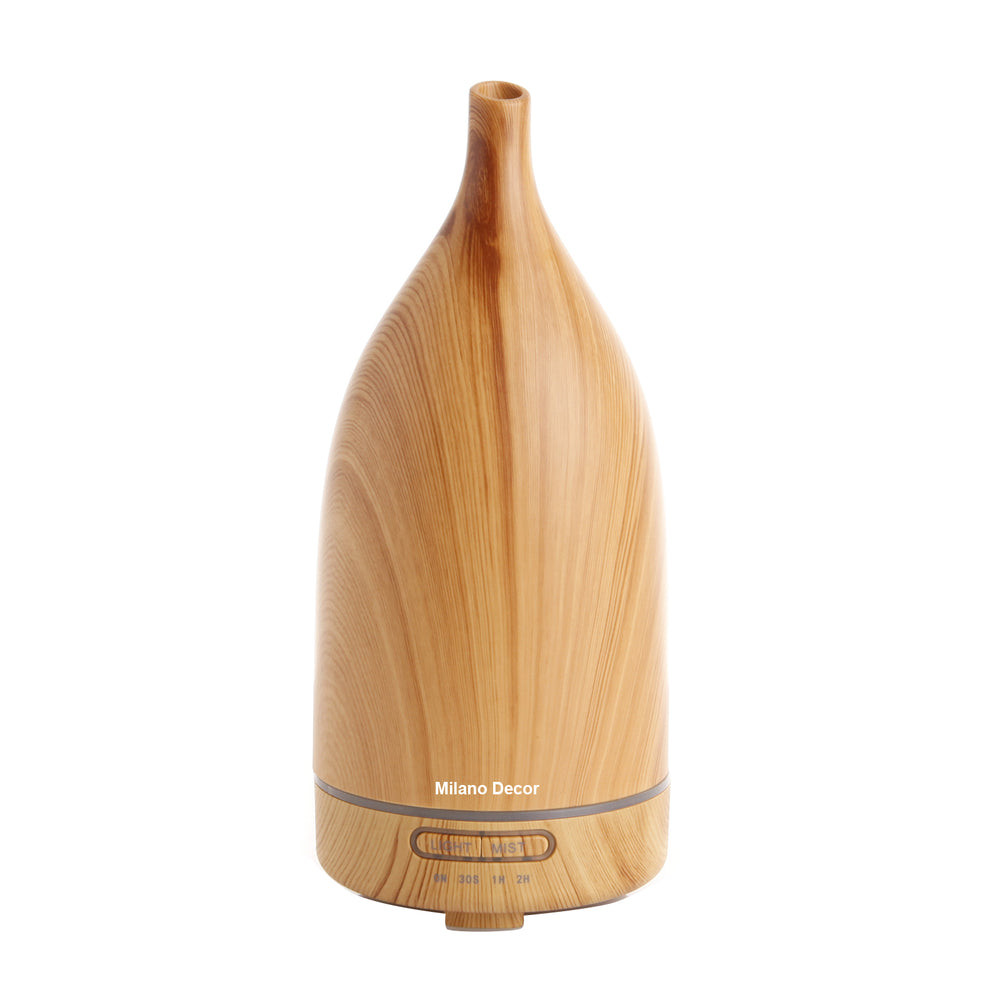 Milano Decor Aroma Diffuser Ultrasonic Humidifier Purifier And 3 Pack Oils 100ml Light Wood