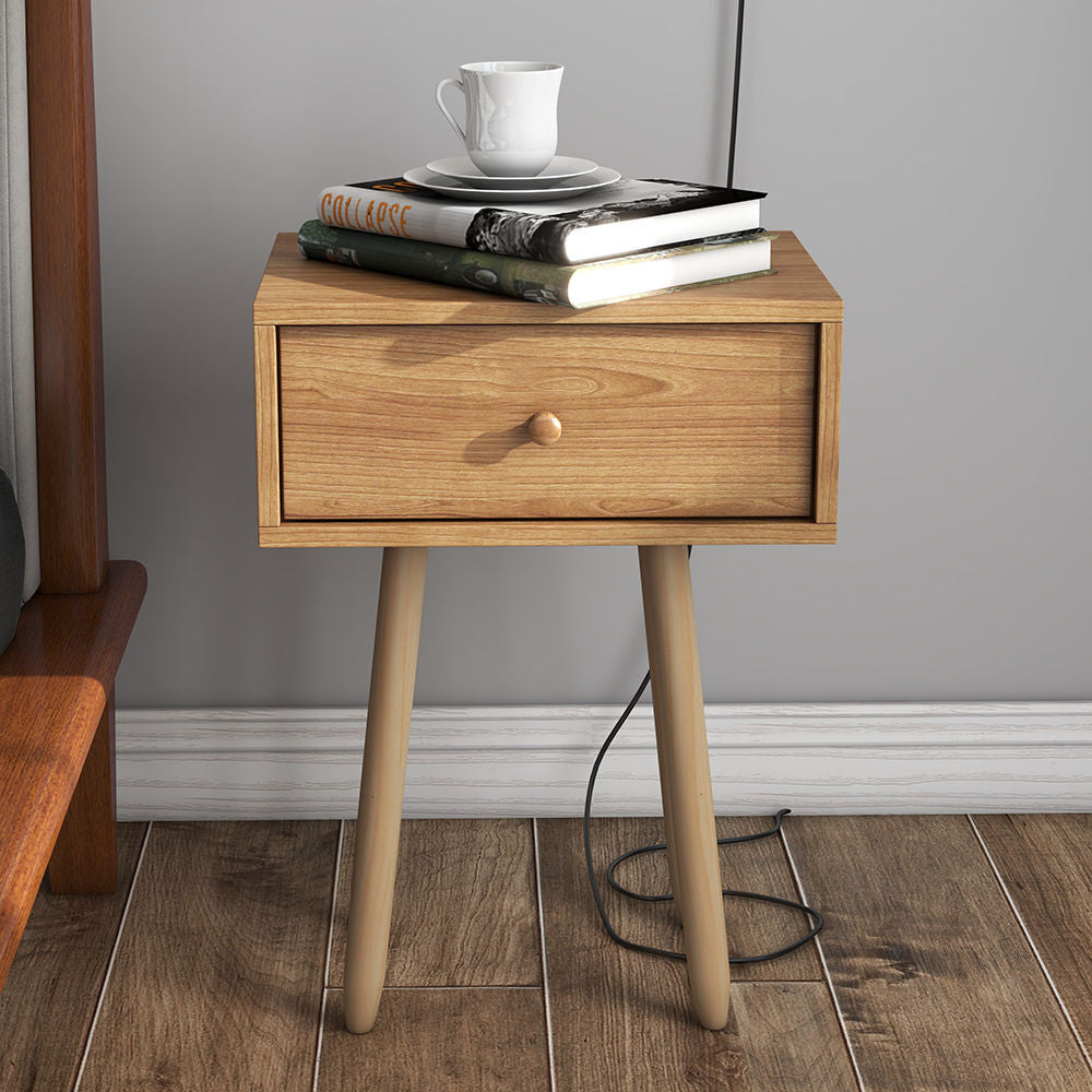 Milano Decor Bedside Table Kirrawee Drawers Nightstand Unit Cabinet Storage Light Brown