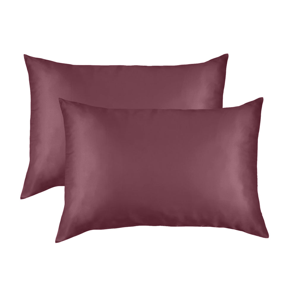 Royal Comfort Mulberry Soft Silk Hypoallergenic Pillowcase Twin Pack Standard Malaga Wine