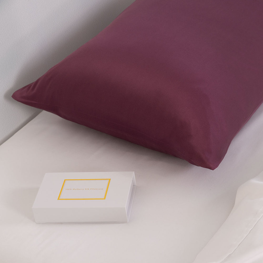 Royal Comfort Pure Silk Pillow Case 100% Mulberry Silk Hypoallergenic Pillowcase Standard Malaga Wine